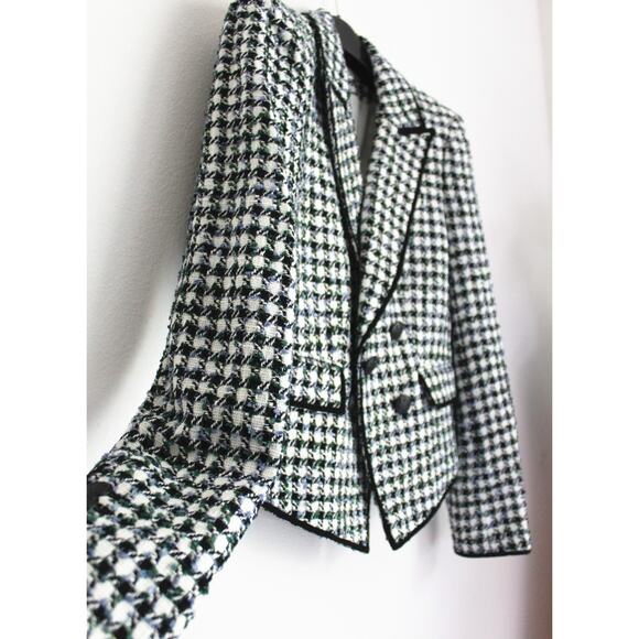Veronica Beard Metallic Check Cotton Blend, Tweed Dickey Jacket, Size 8 - Picture 3 of 12